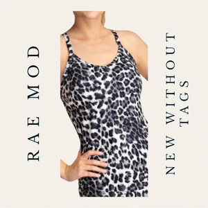 0590. Rae MOD SPAGHETTI STRAP WORK‎ OUT TOP SHELF BRA PADDED LEOPARD PATTERN